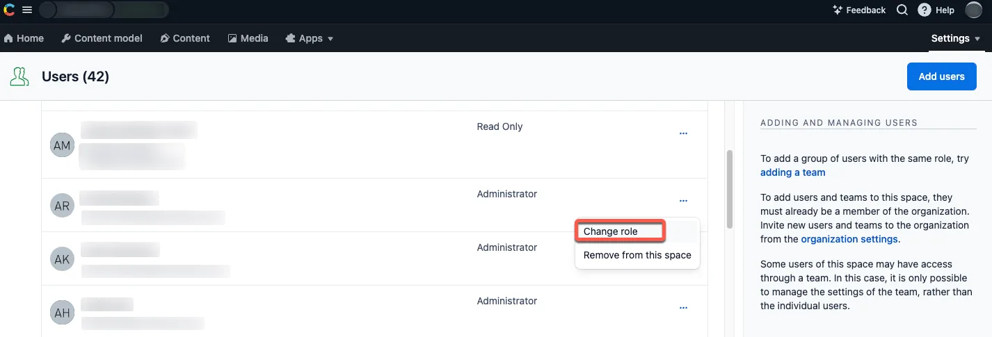 Users Change role