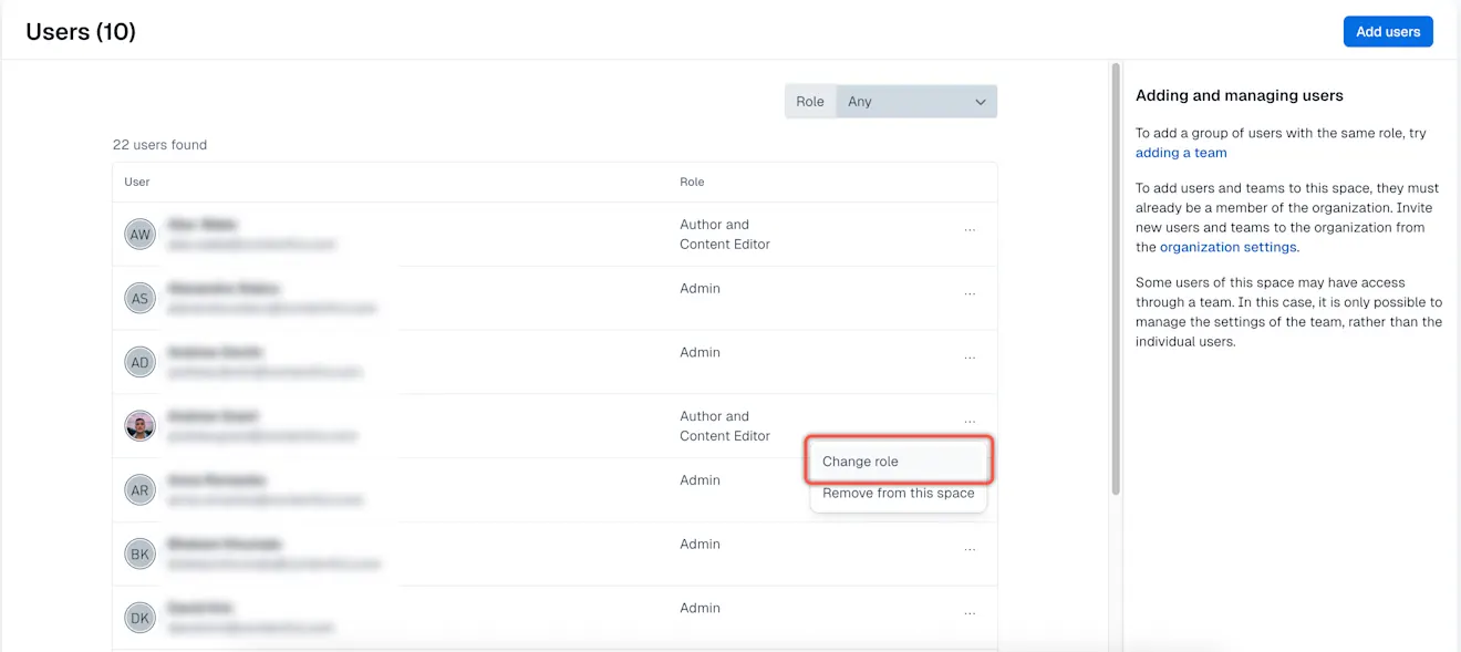 Users: Change role