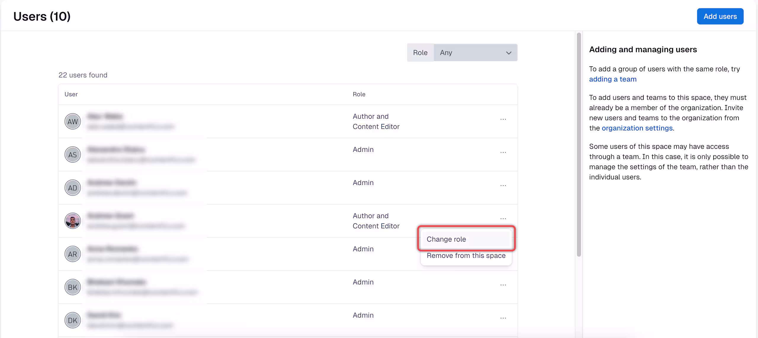 Users: Change role