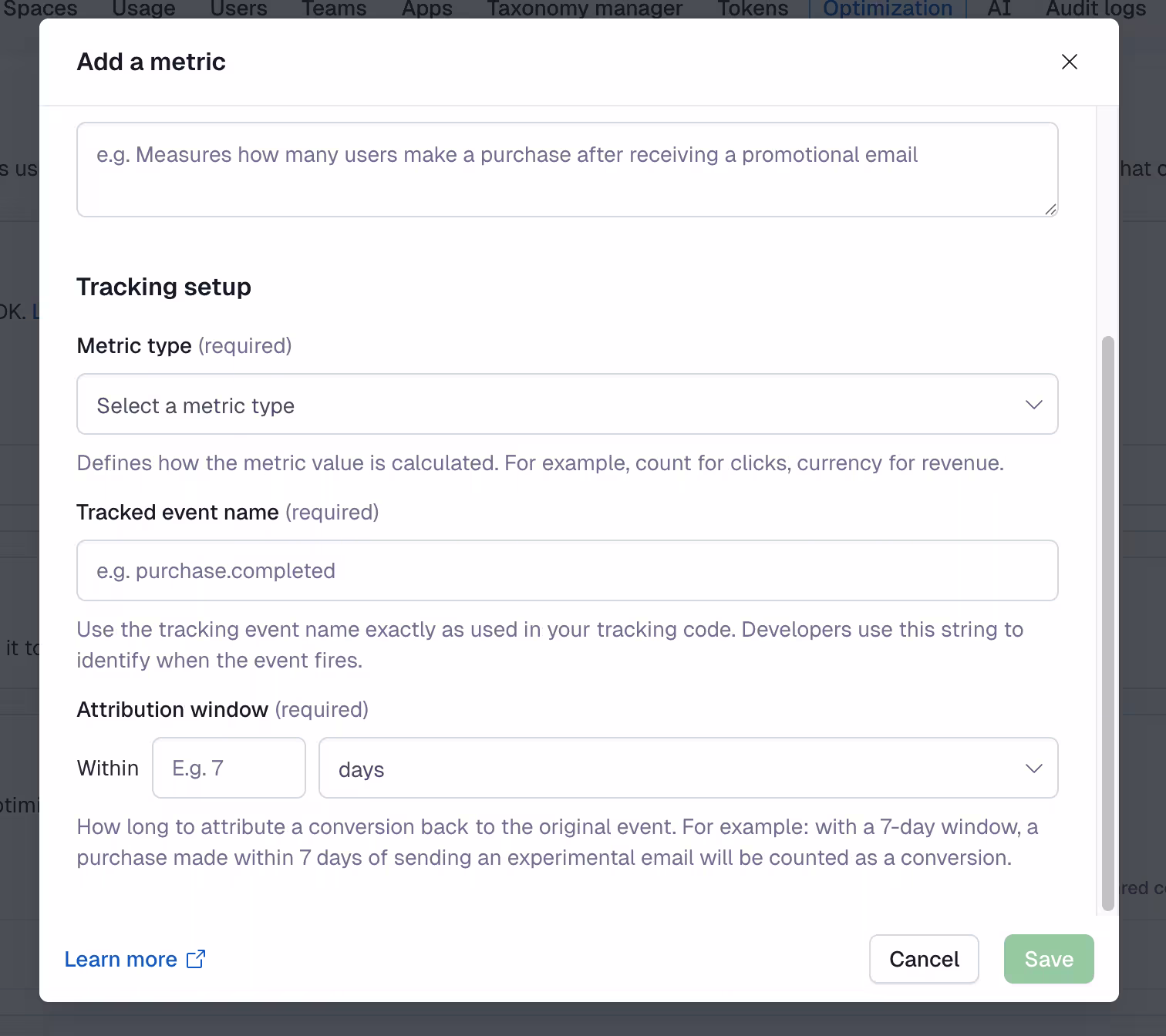 Ctfl Personalization: Tracking setup section