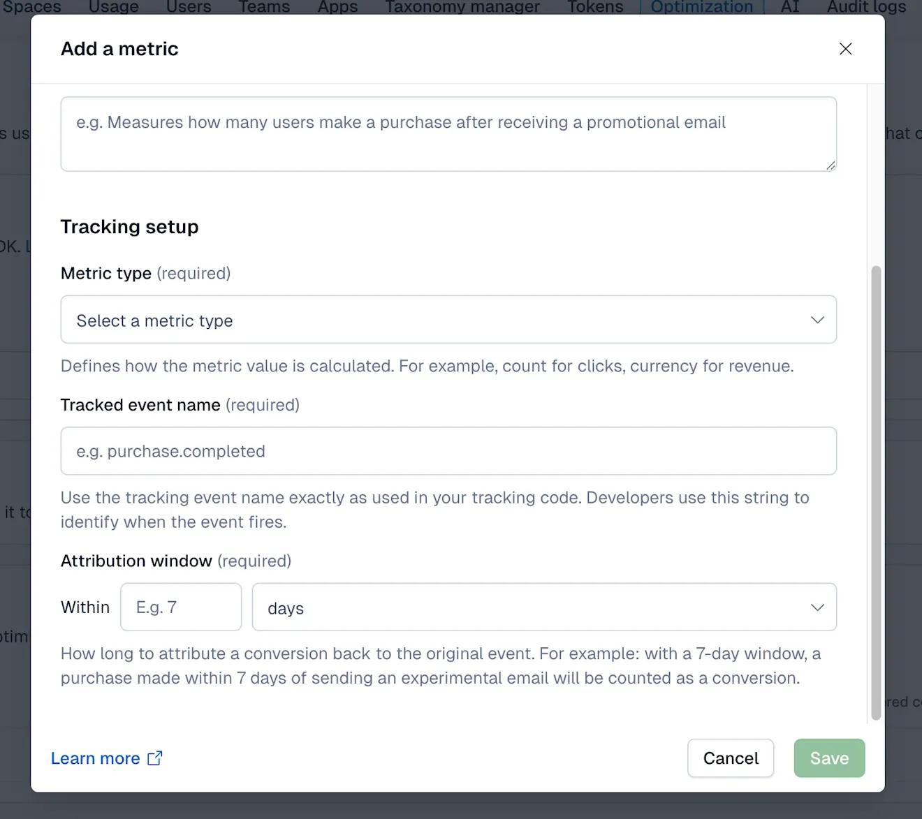 Ctfl Personalization: Tracking setup section