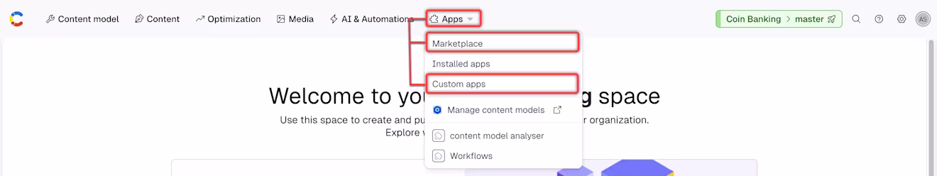 Apps navigate to apps page