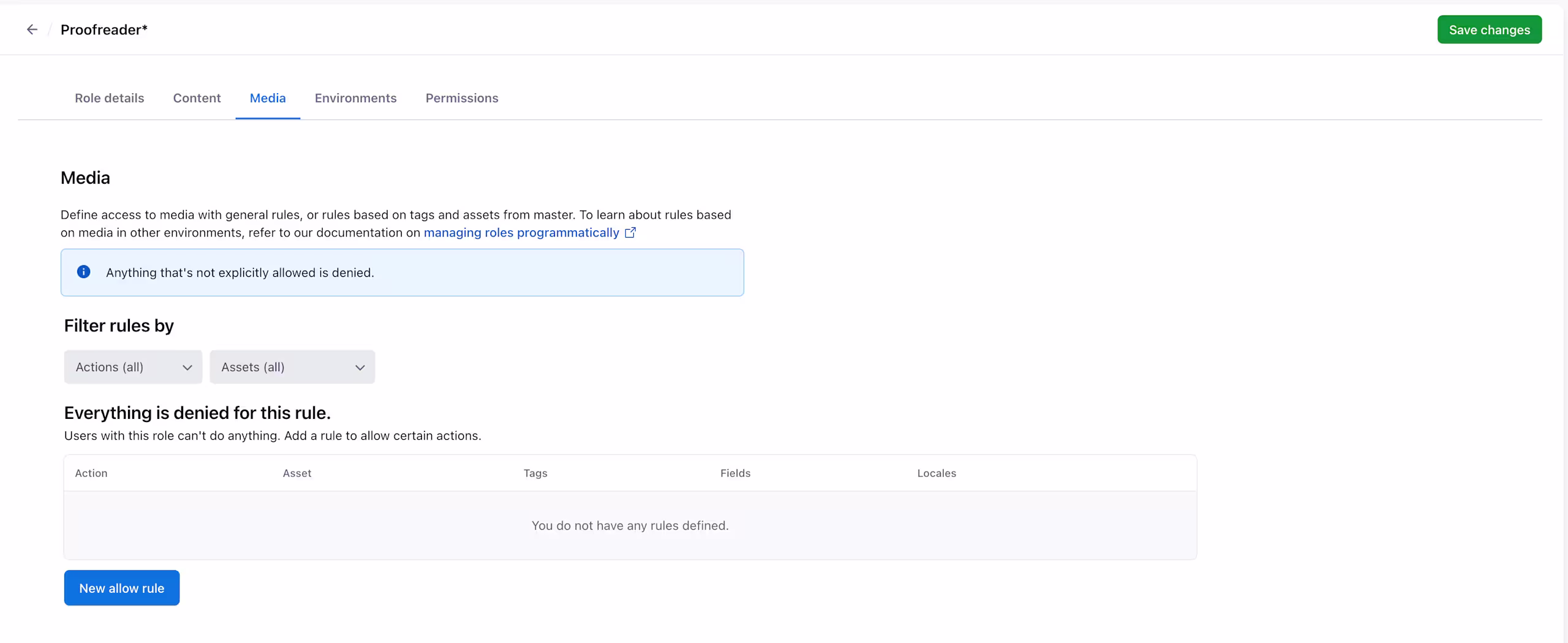 Custom roles Media tab