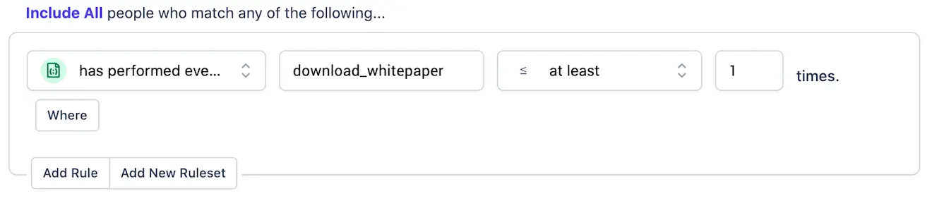 Ninetailed: has performed event rule for download whitepaper
