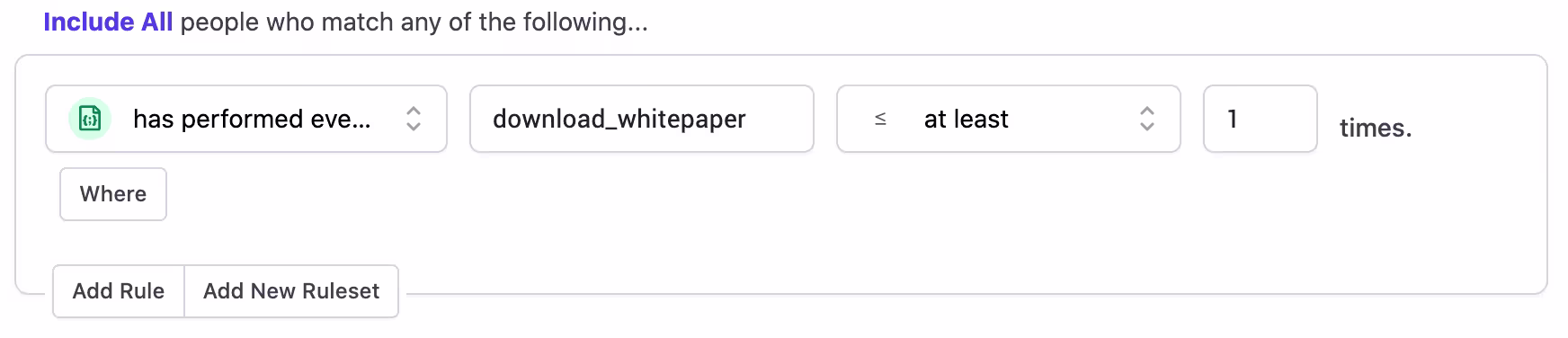 Ninetailed: has performed event rule for download whitepaper