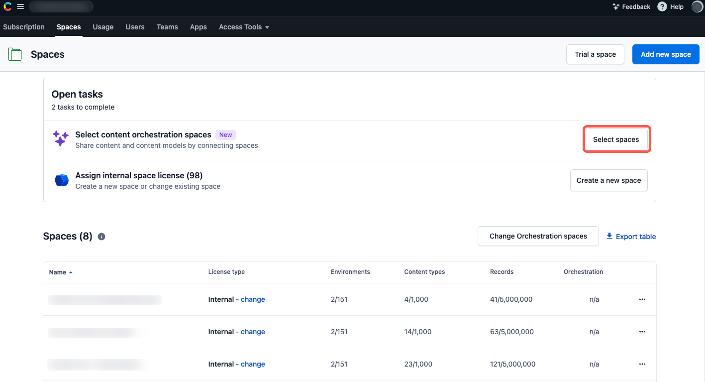 Orchestration Select spaces for orchestration 