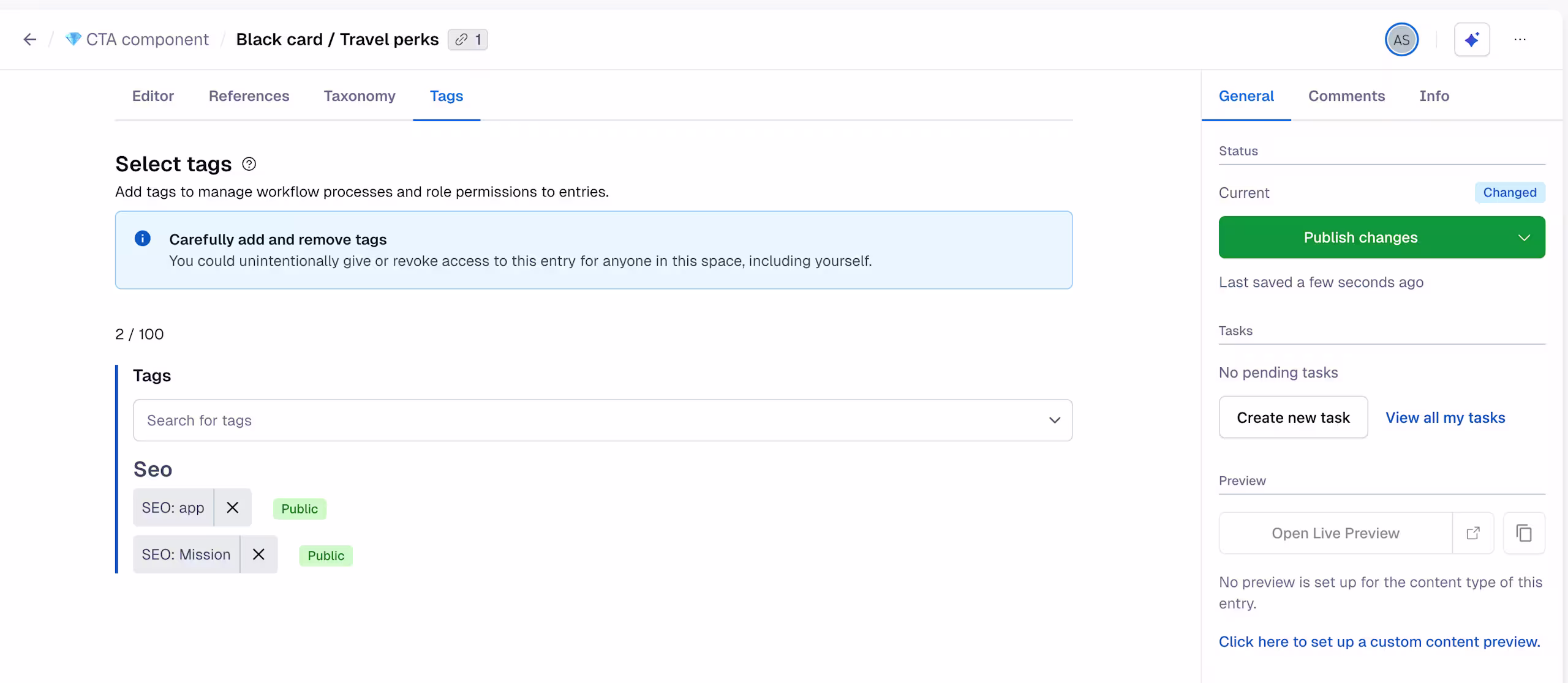 creating tags - adding tags to entries