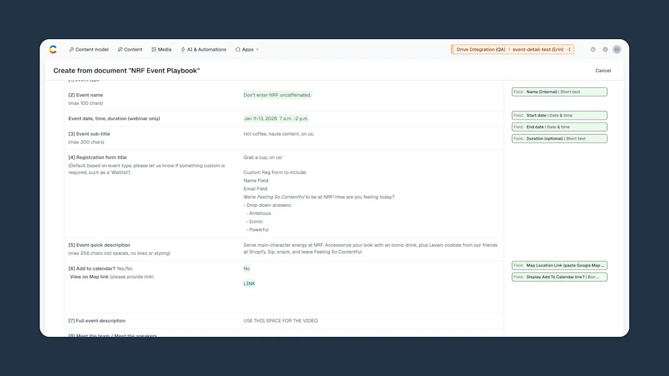 Drive Integration app adjust field mappings