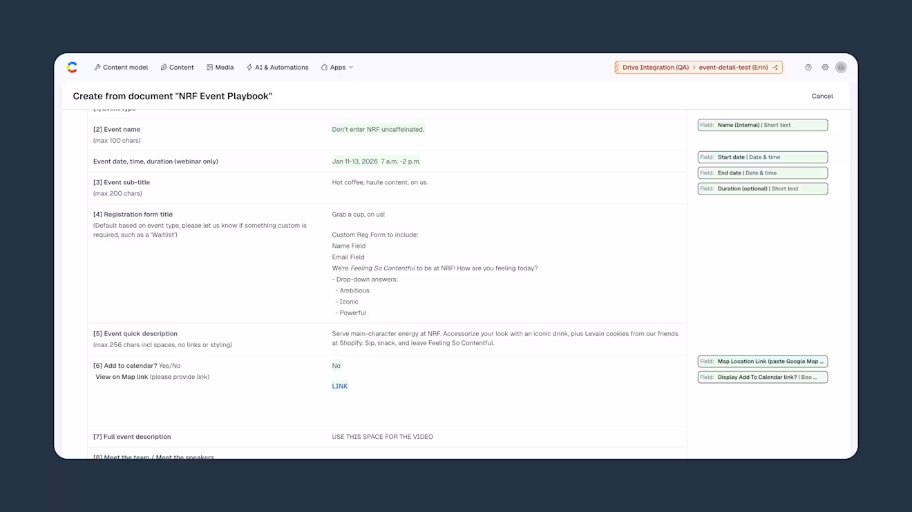 Drive Integration app adjust field mappings