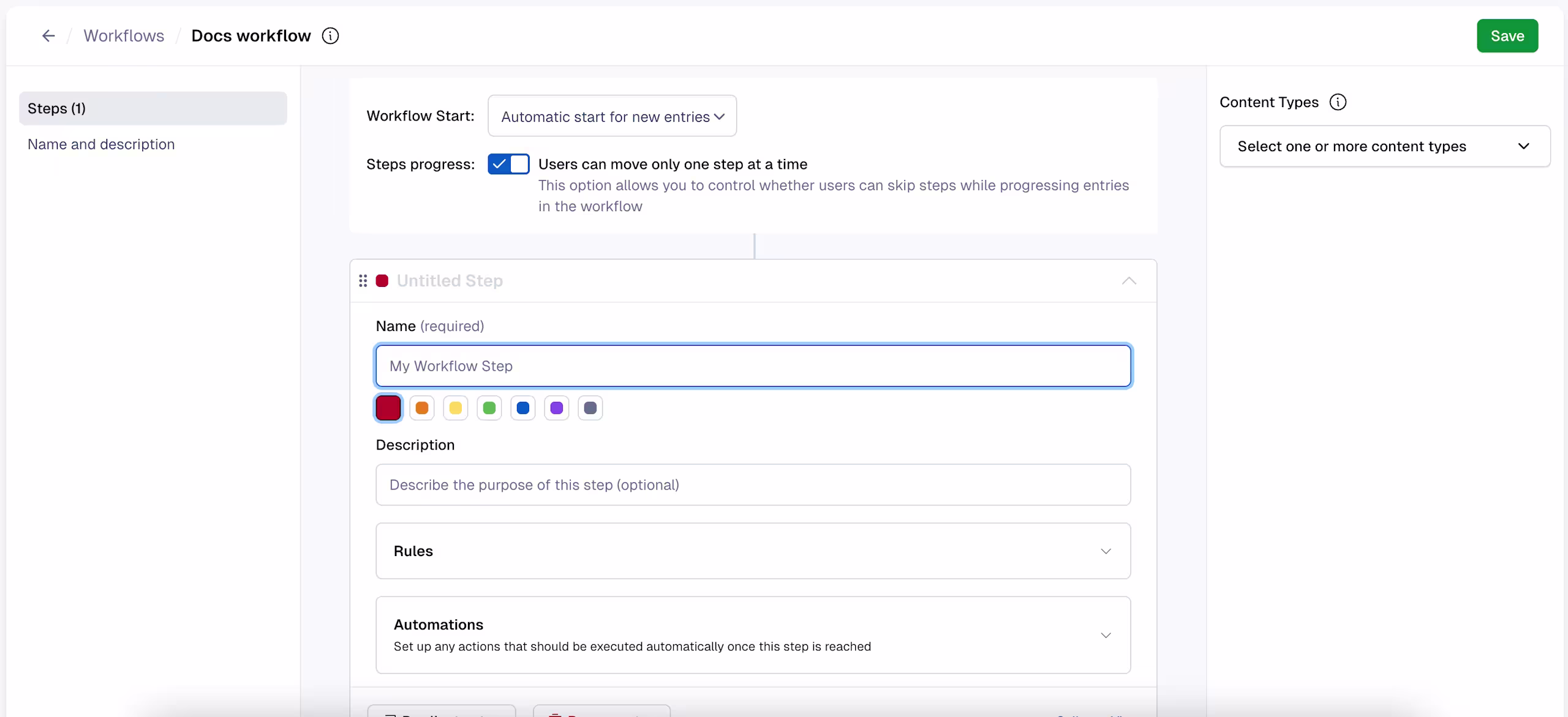 Workflows: Add step