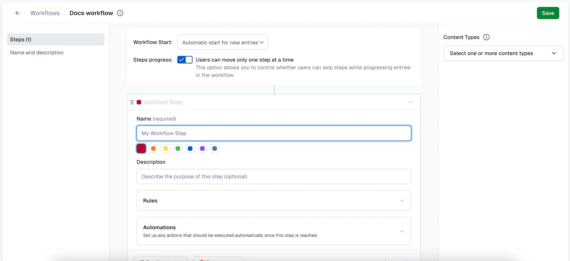 Workflows: Add step
