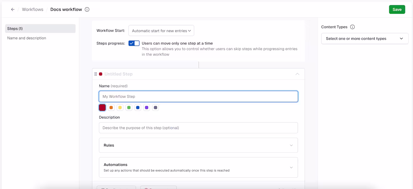 Workflows: Add step