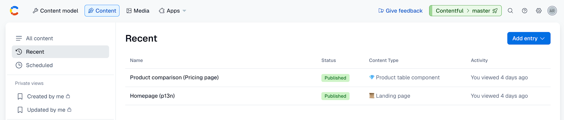 Content-tab-content-sidebar-with-recent views