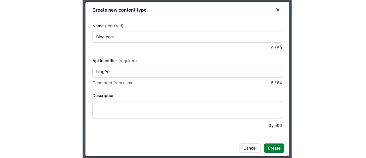 Contentful 101 create content type