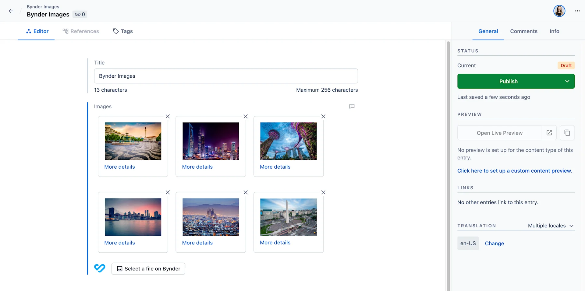 Apps Bynder selected assets in field location