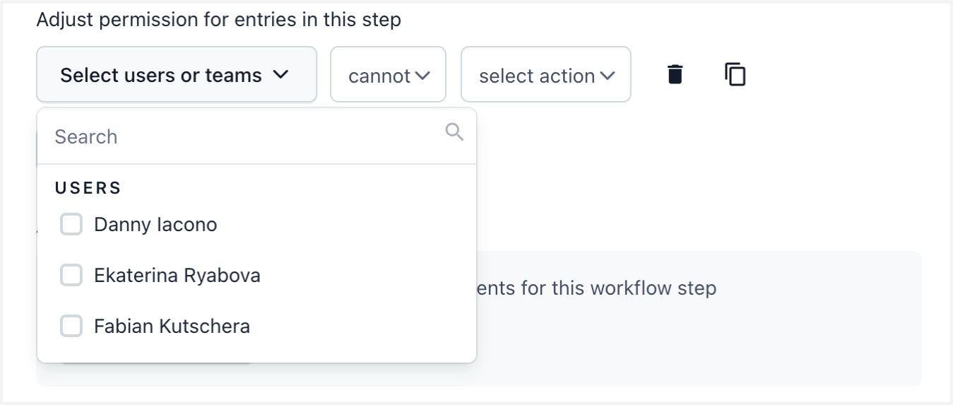 workflows Select users