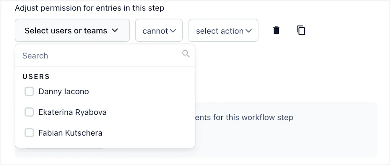 workflows Select users