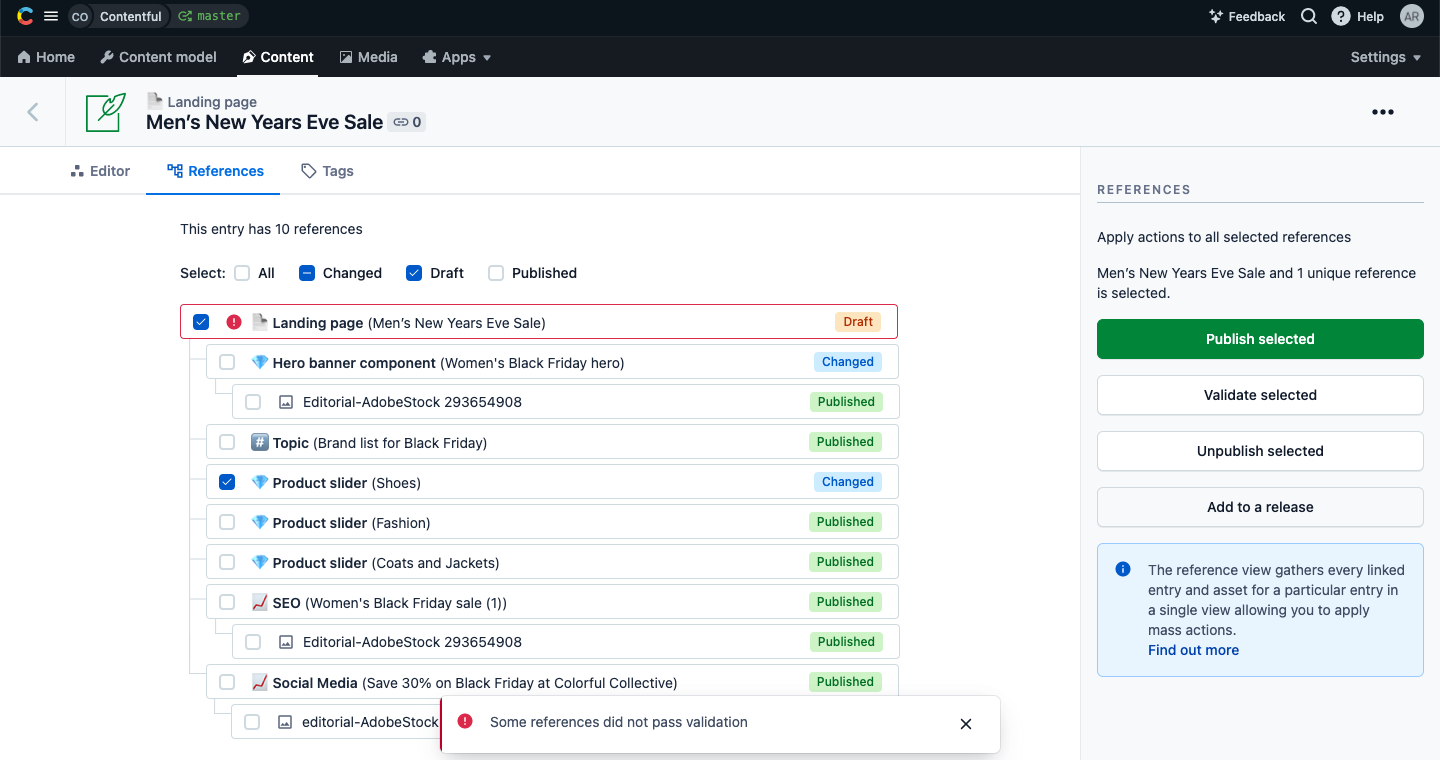 Reference view validation