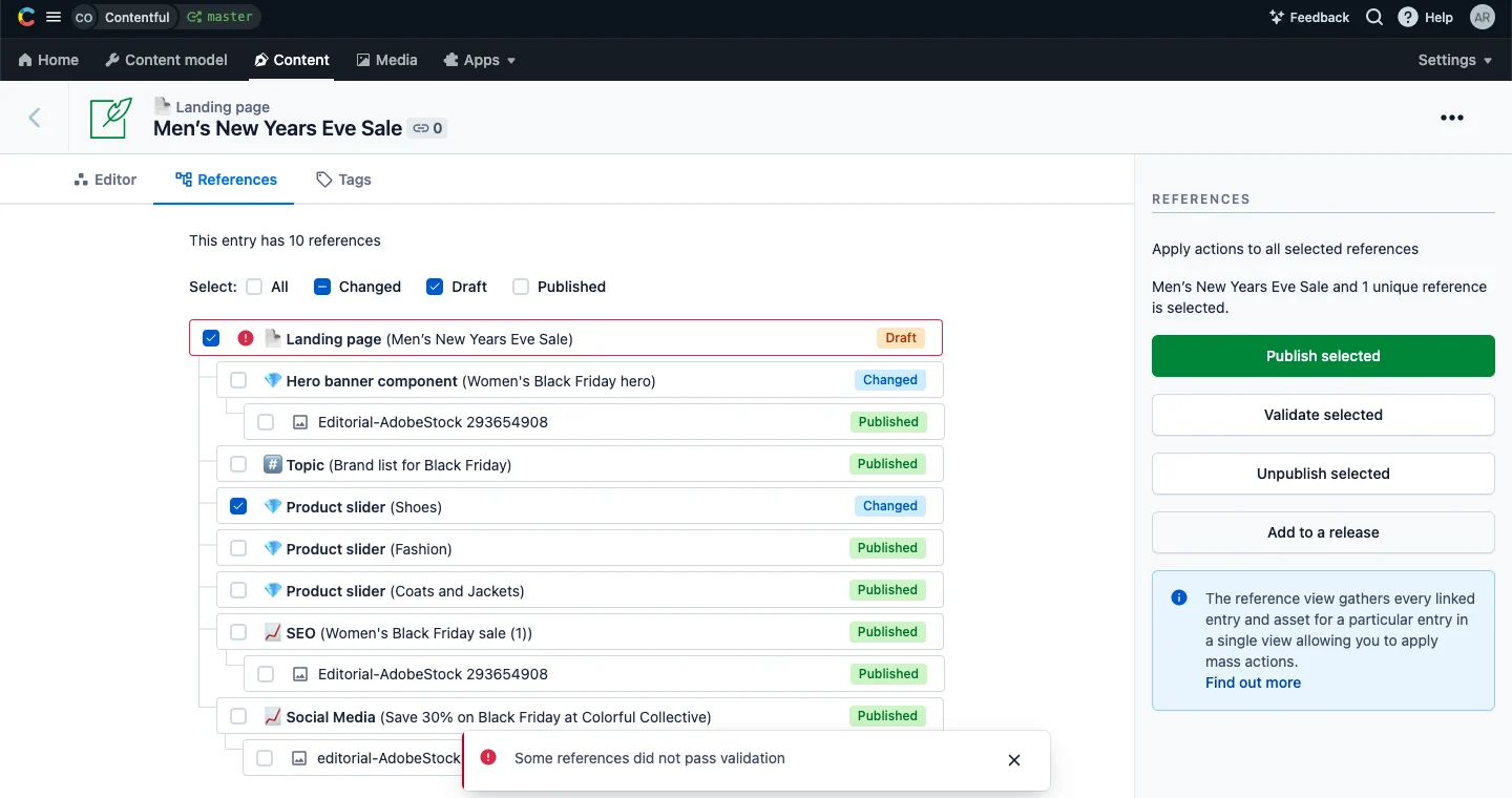 Reference view validation
