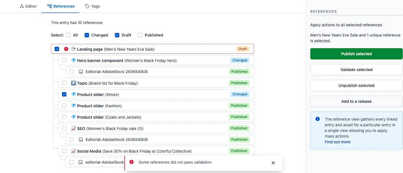 Reference view validation
