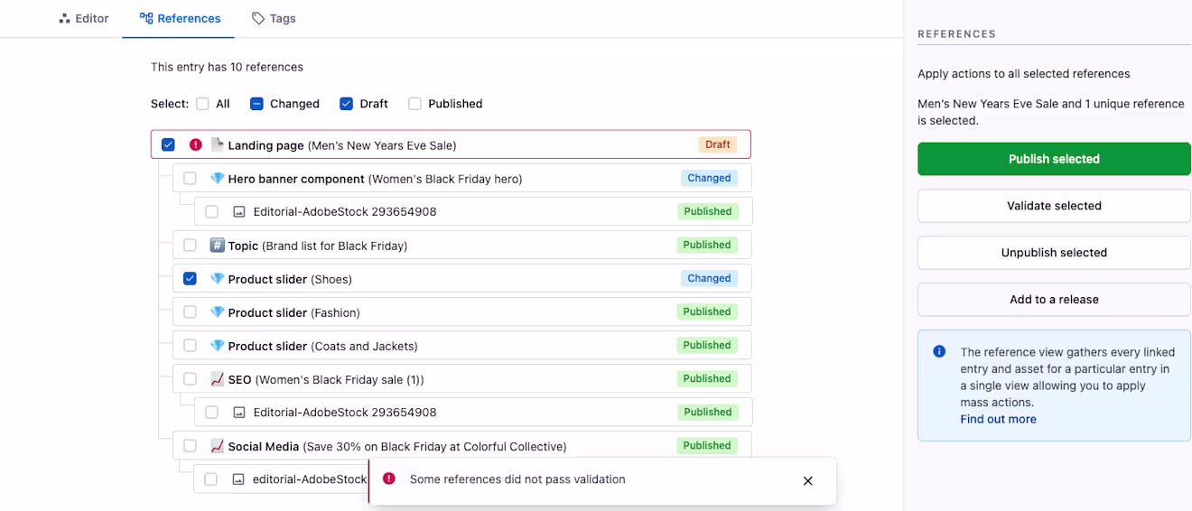 Reference view validation