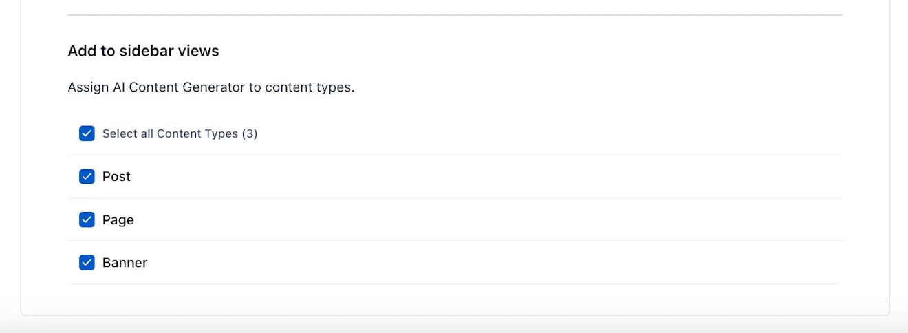 AI Content Generator - Select Content Types