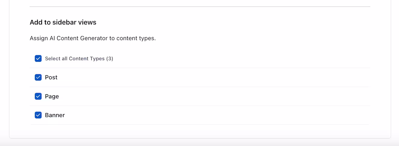 AI Content Generator - Select Content Types