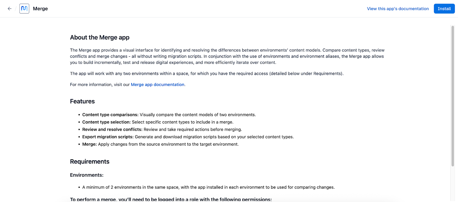 Merge app: Install app