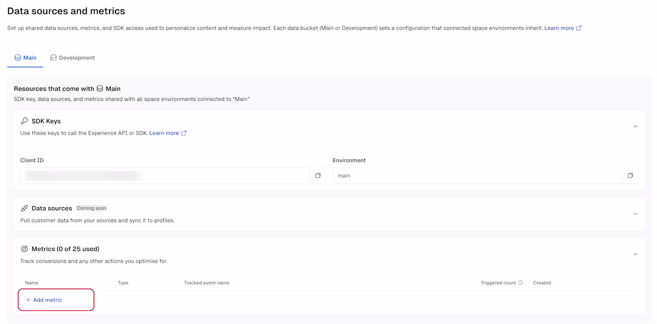 Ctfl Personalization: Add metric button