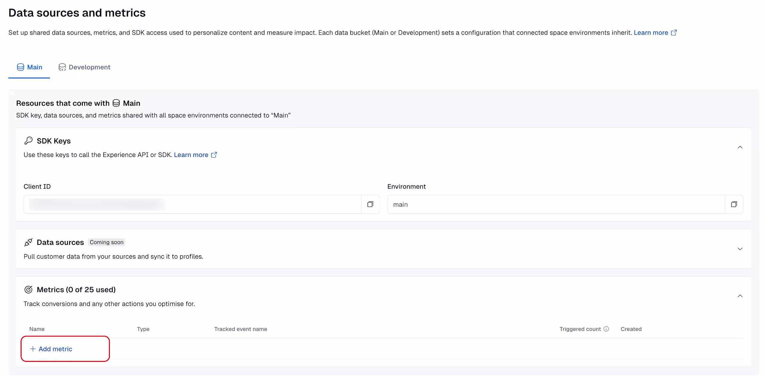 Ctfl Personalization: Add metric button