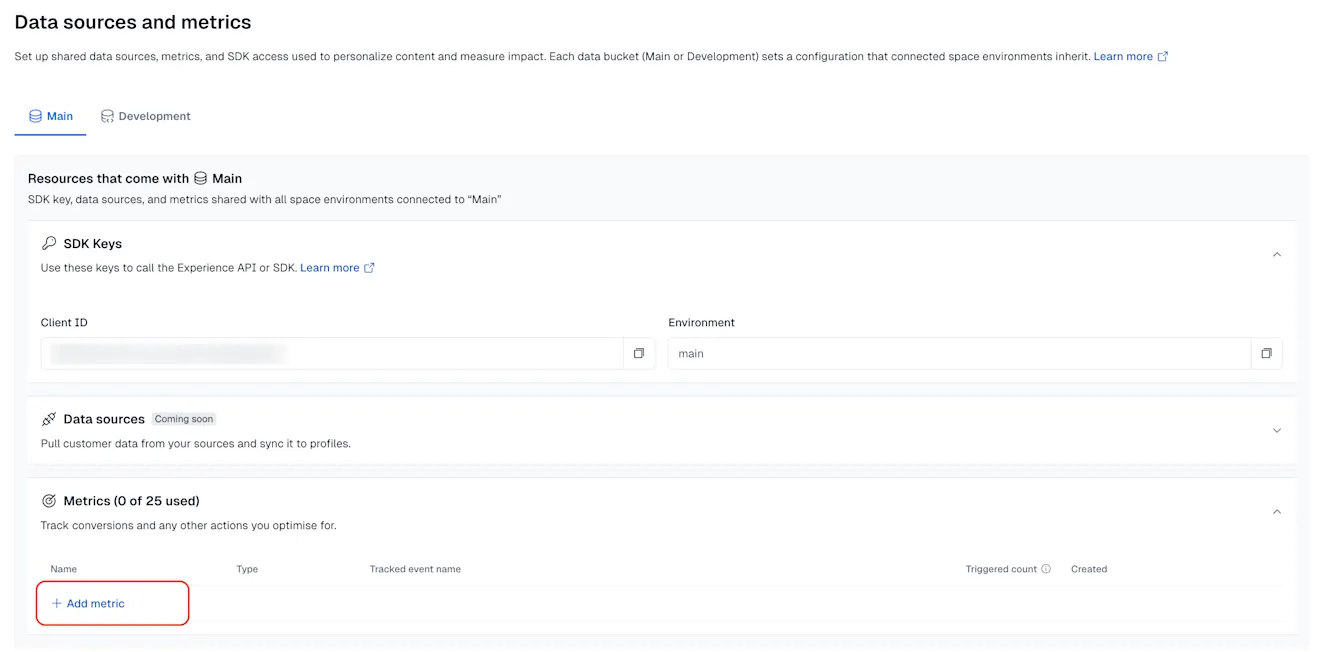 Ctfl Personalization: Add metric button