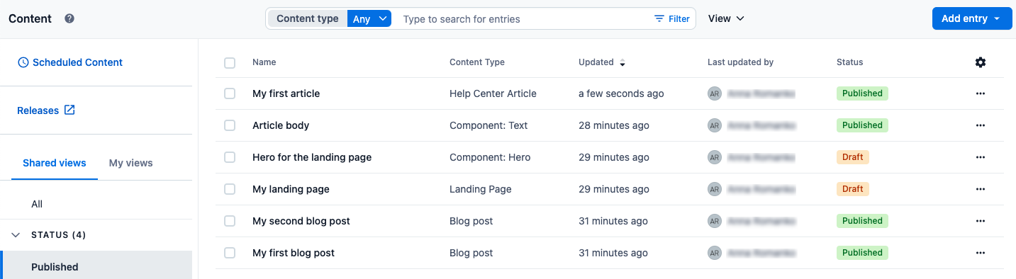 Contentful 101 content tab