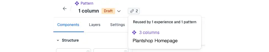 Nested patterns references badge in experience