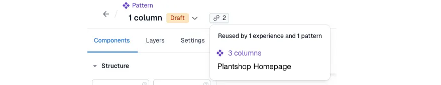 Nested patterns references badge in experience