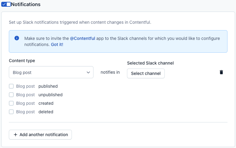 Slack configure events