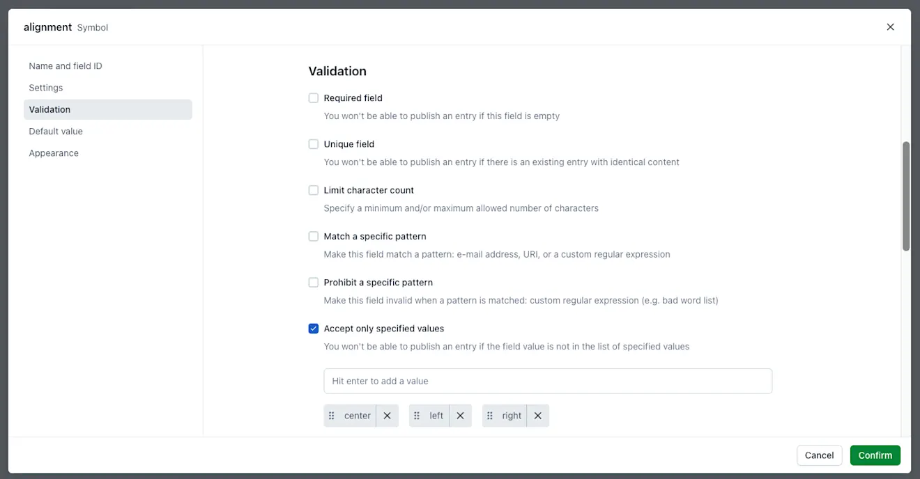 default-values-alignment-field-validation