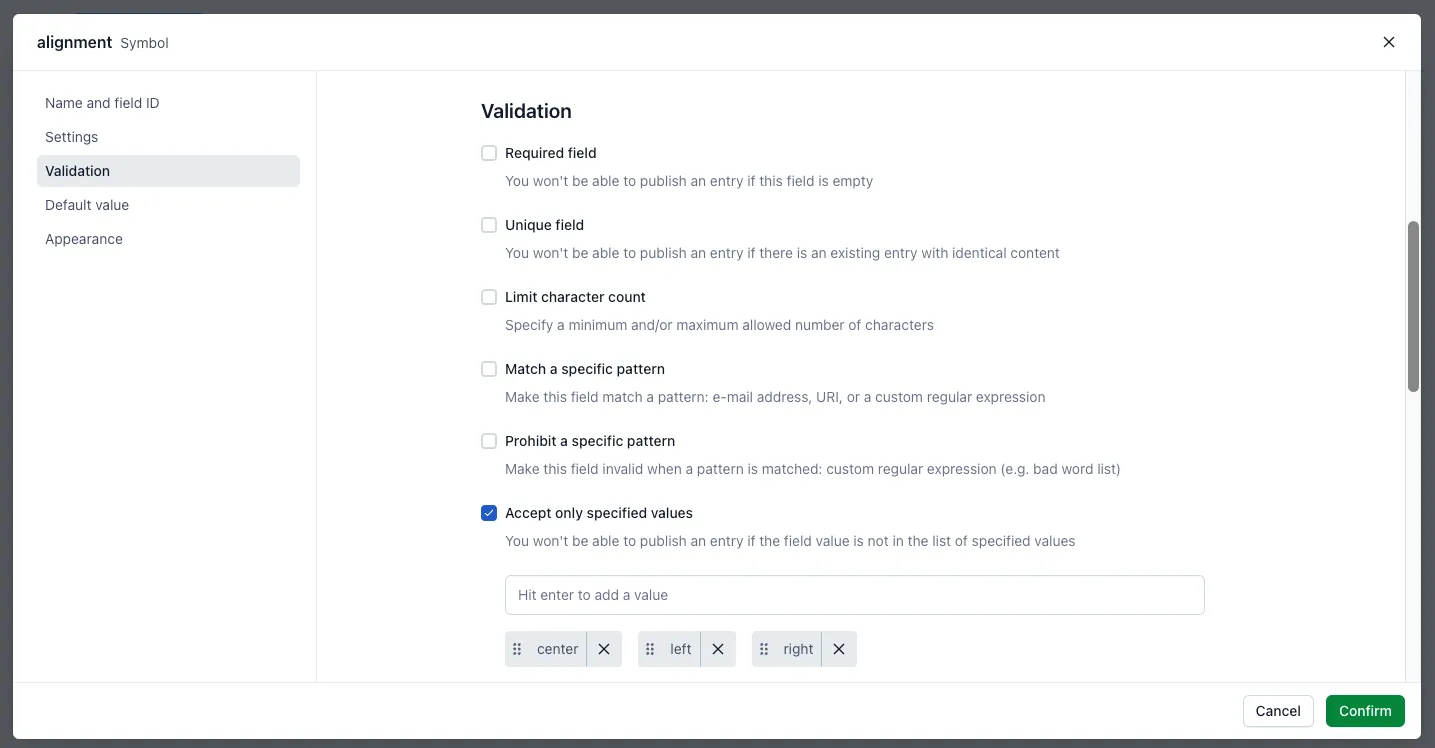 default-values-alignment-field-validation