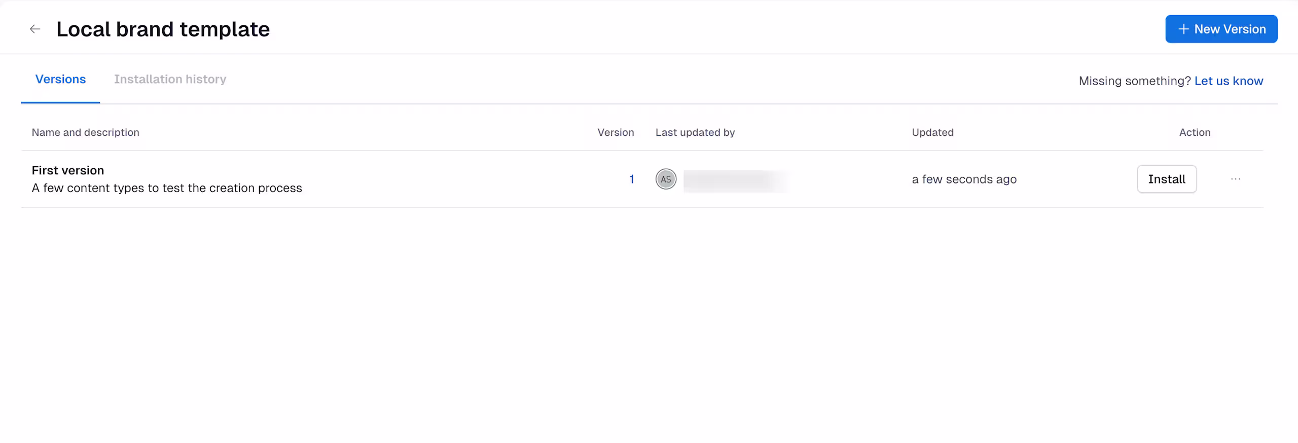 Content model templates: Version created