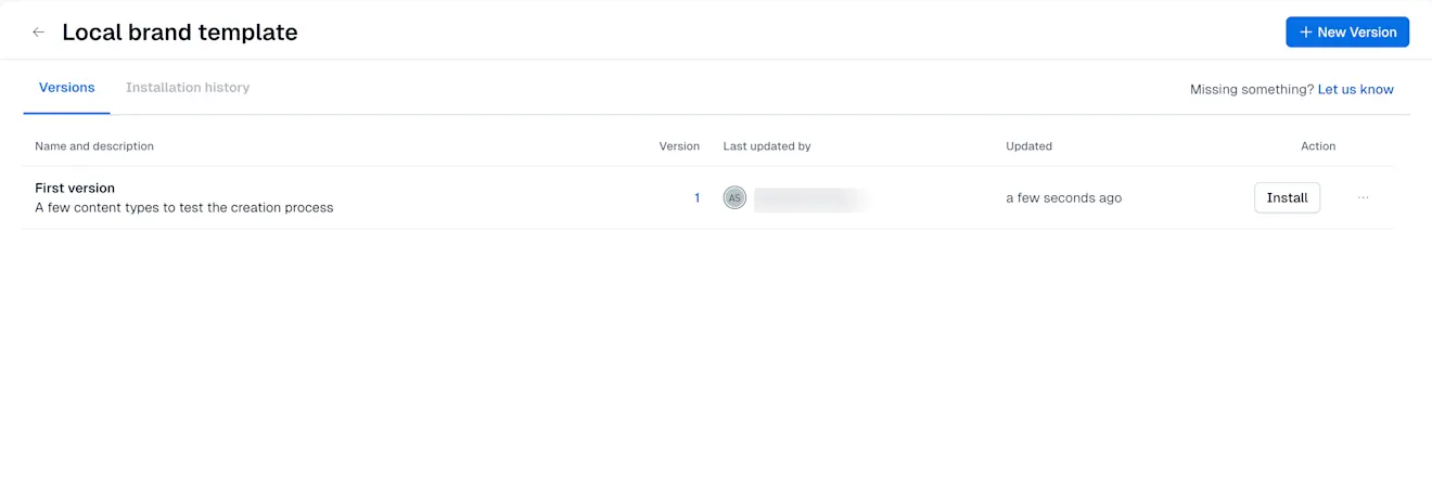Content model templates: Version created