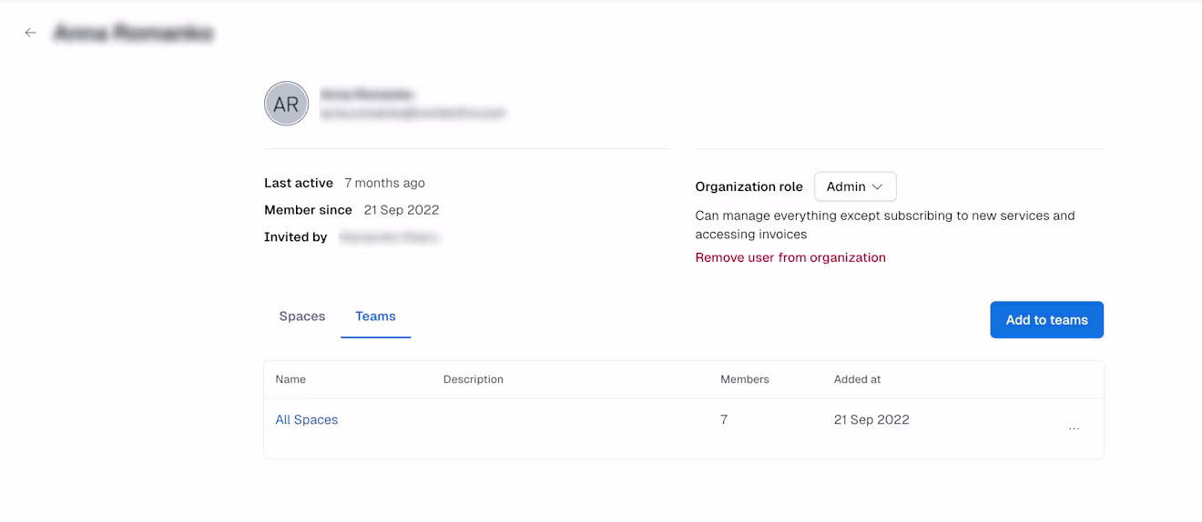 Teams user's team membership