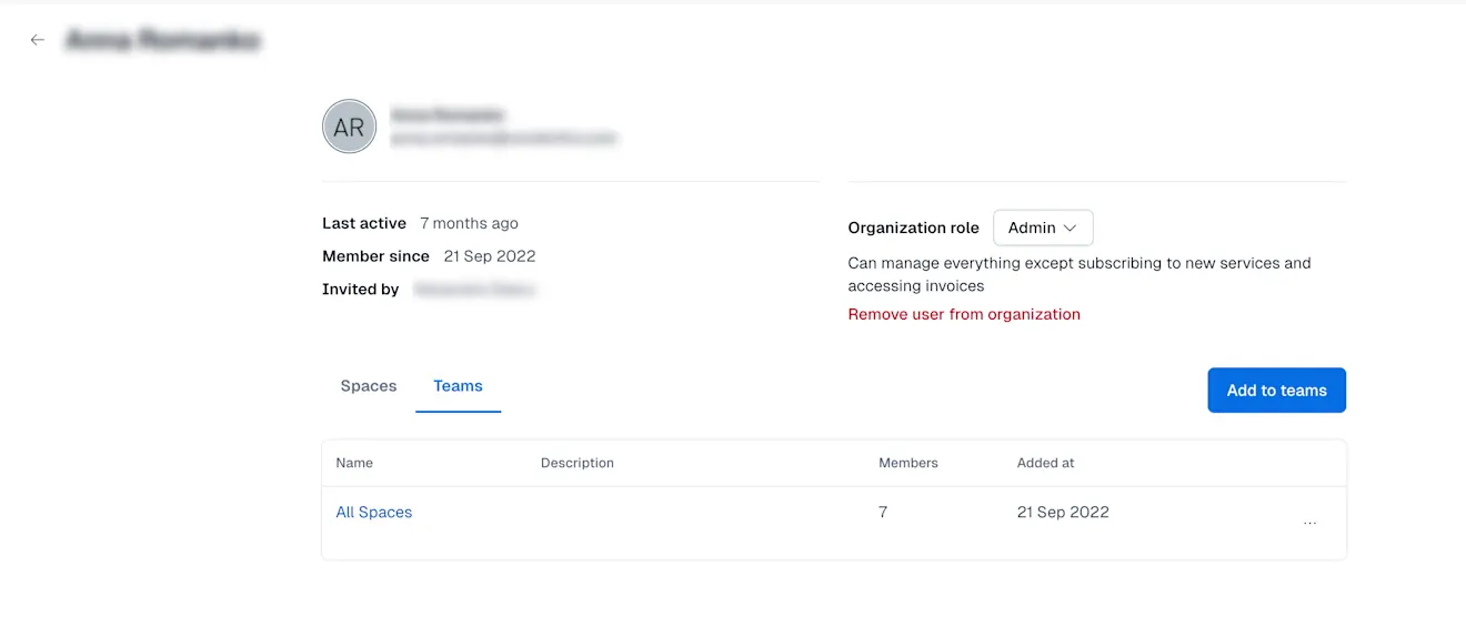 Teams user's team membership