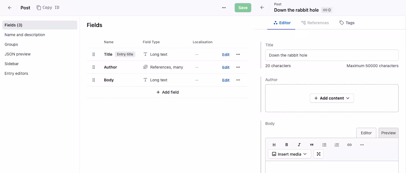 Content modeling basics content type and entry