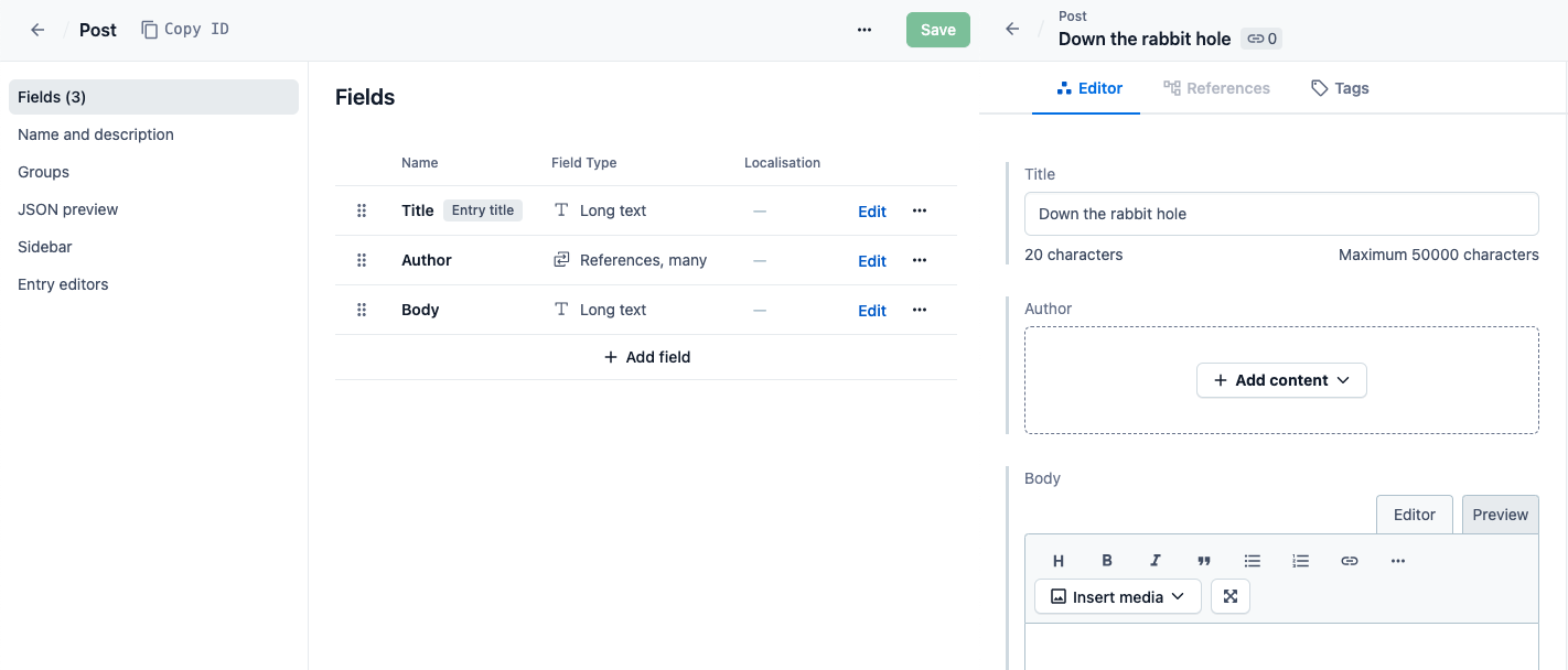 Content modeling basics content type and entry