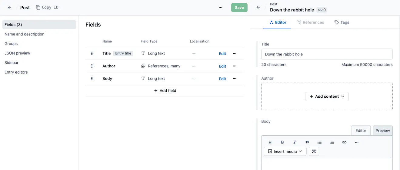 Content modeling basics content type and entry