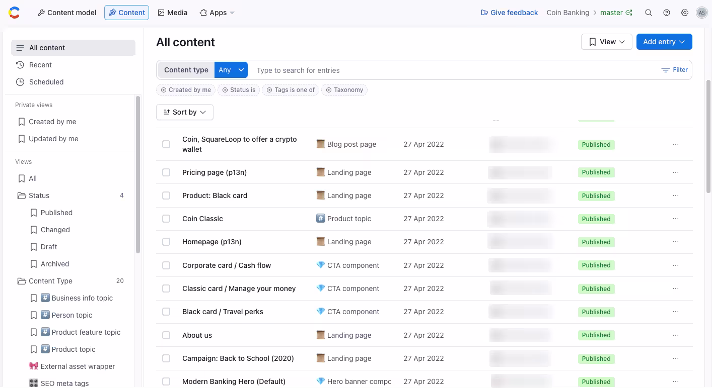 Contentful web app overview