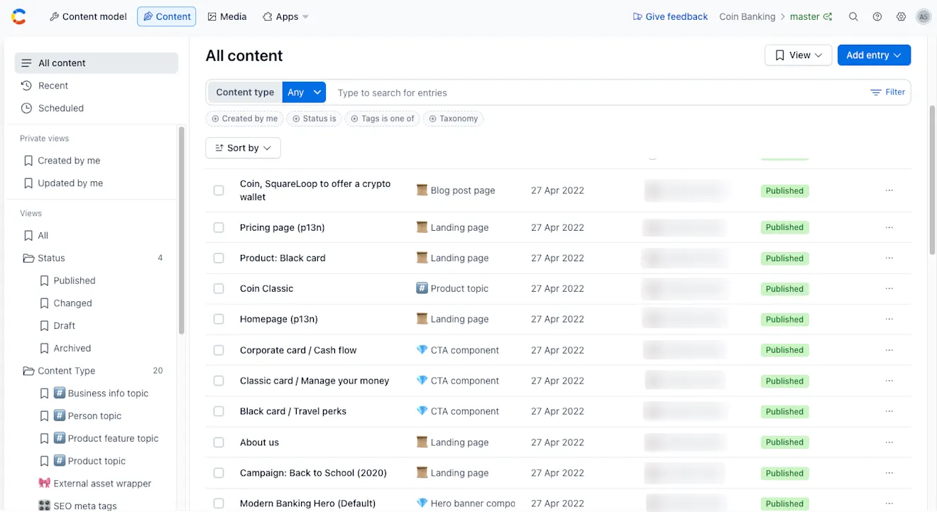 Contentful web app overview