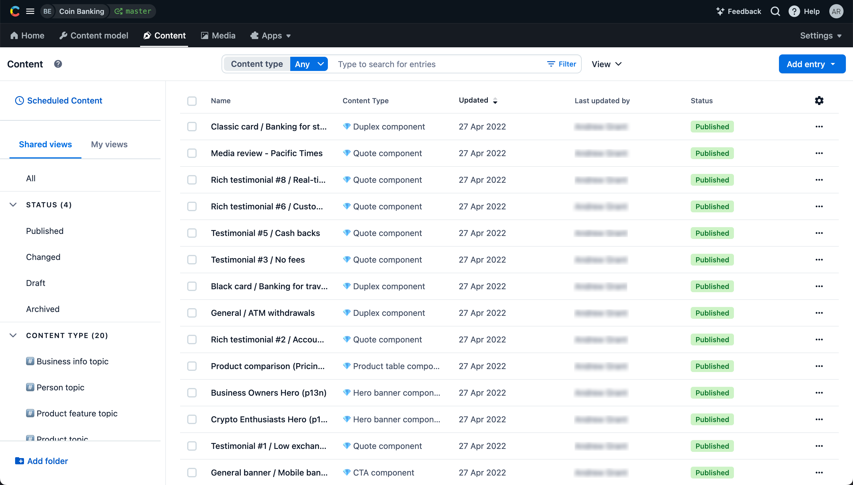 Contentful web app overview