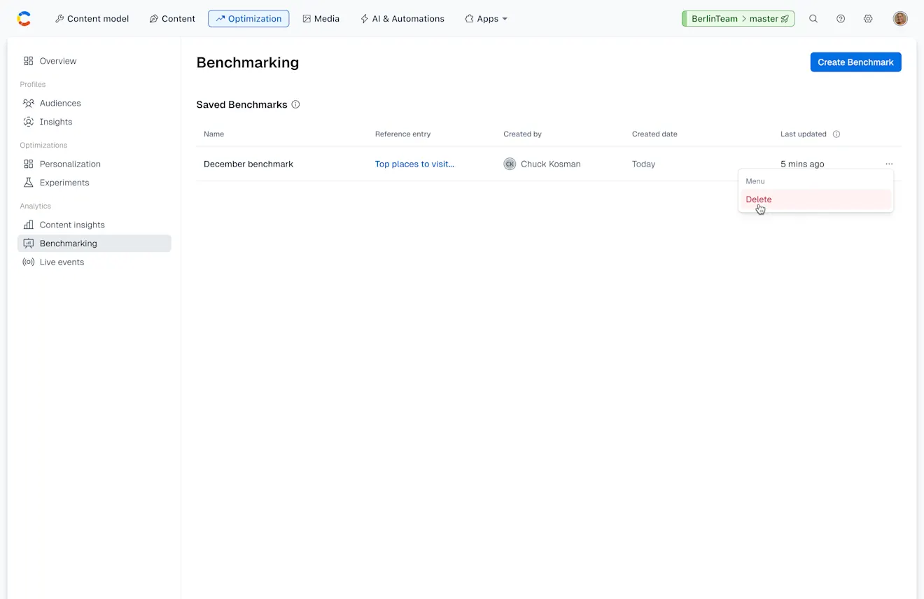 Analytics: Delete Benchmark
