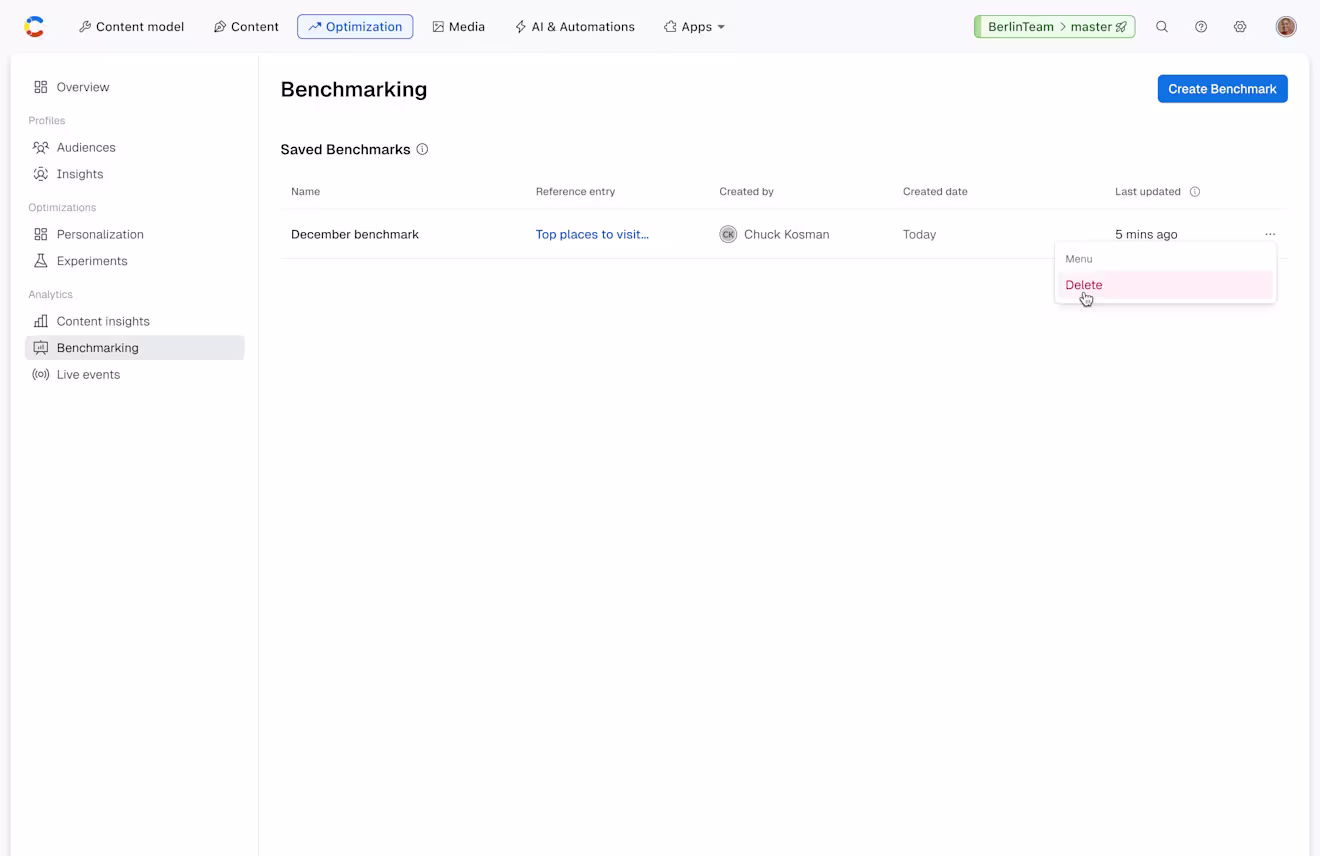 Analytics: Delete Benchmark