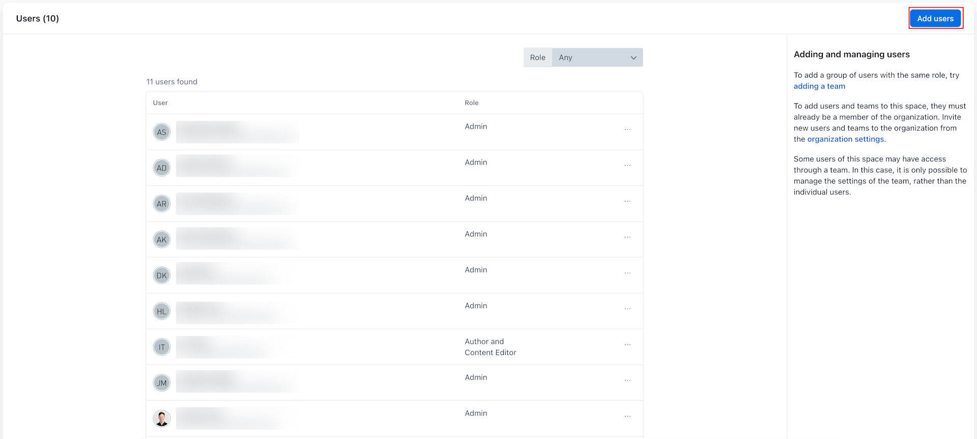Custom roles Add users 